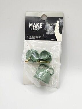 FREE ADD ON Sage Green Tea Set Gold Spoons Miniature Scale 1:8 Dollhouse